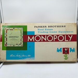 Monopoly Parker Brothers Real Estate Trading Board Game 1961 Vintage